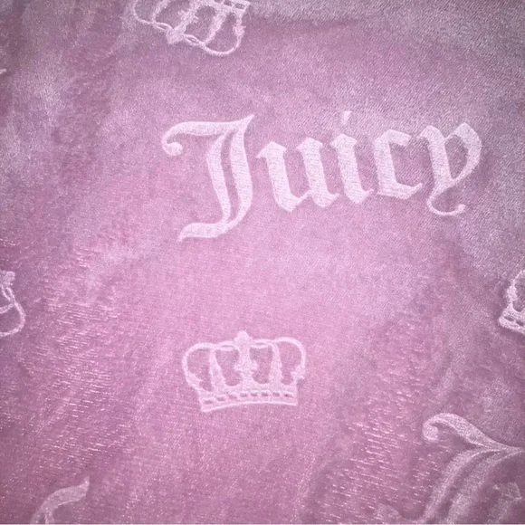 Juicy Couture Velour-Look Embossed Pajama Set - Shorts and Short Sleeved Shirt - Picture 6 of 7